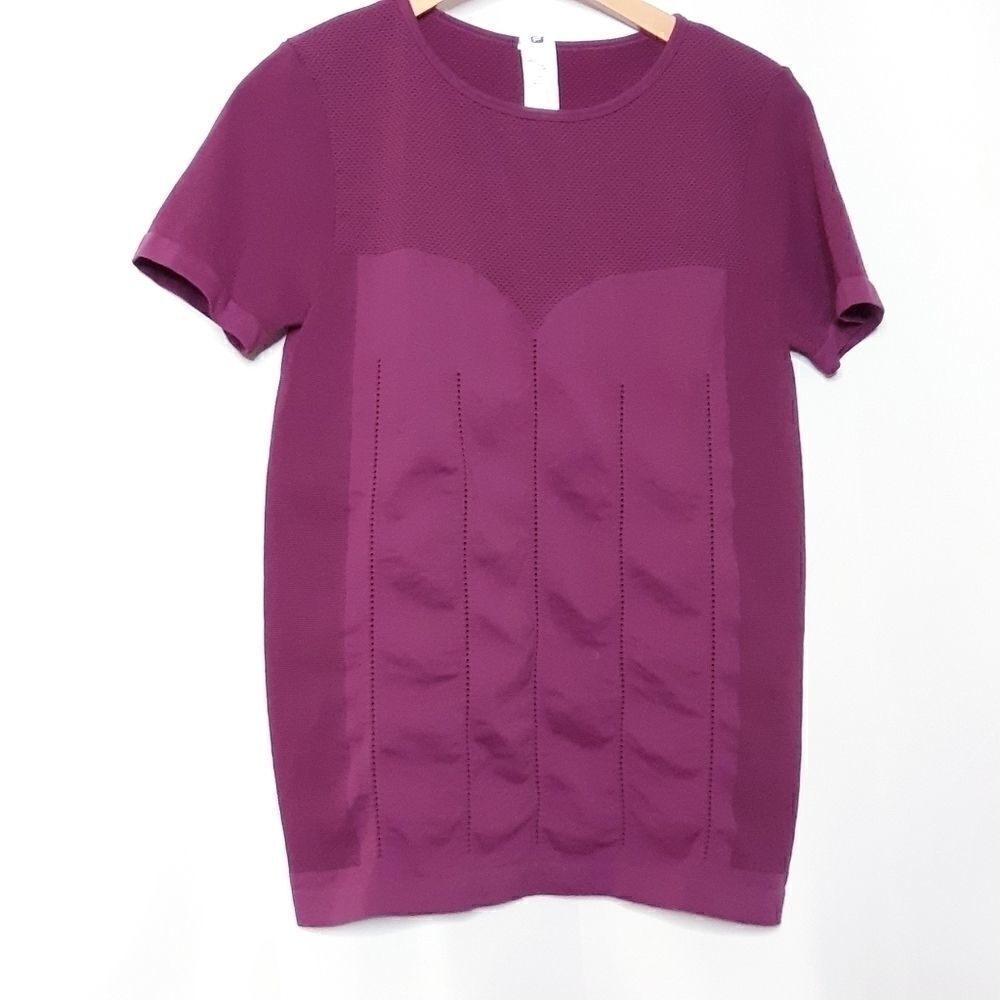 Fabletics maroon short‎ sleeve athletic pullover shirt Sz LG